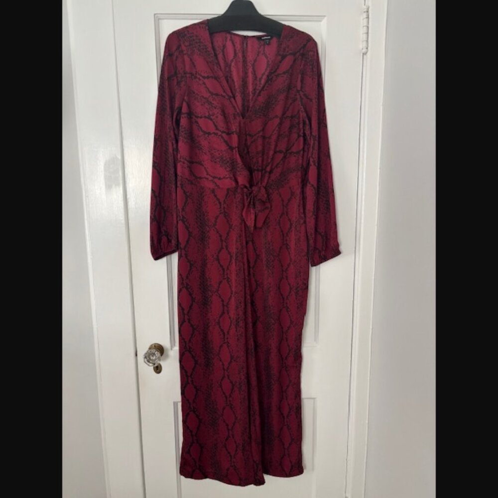 Express Animal Print Twist Front Jumpsuit